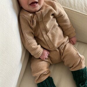 Rivi & Kin Waffle Knit Romper Neutral Color